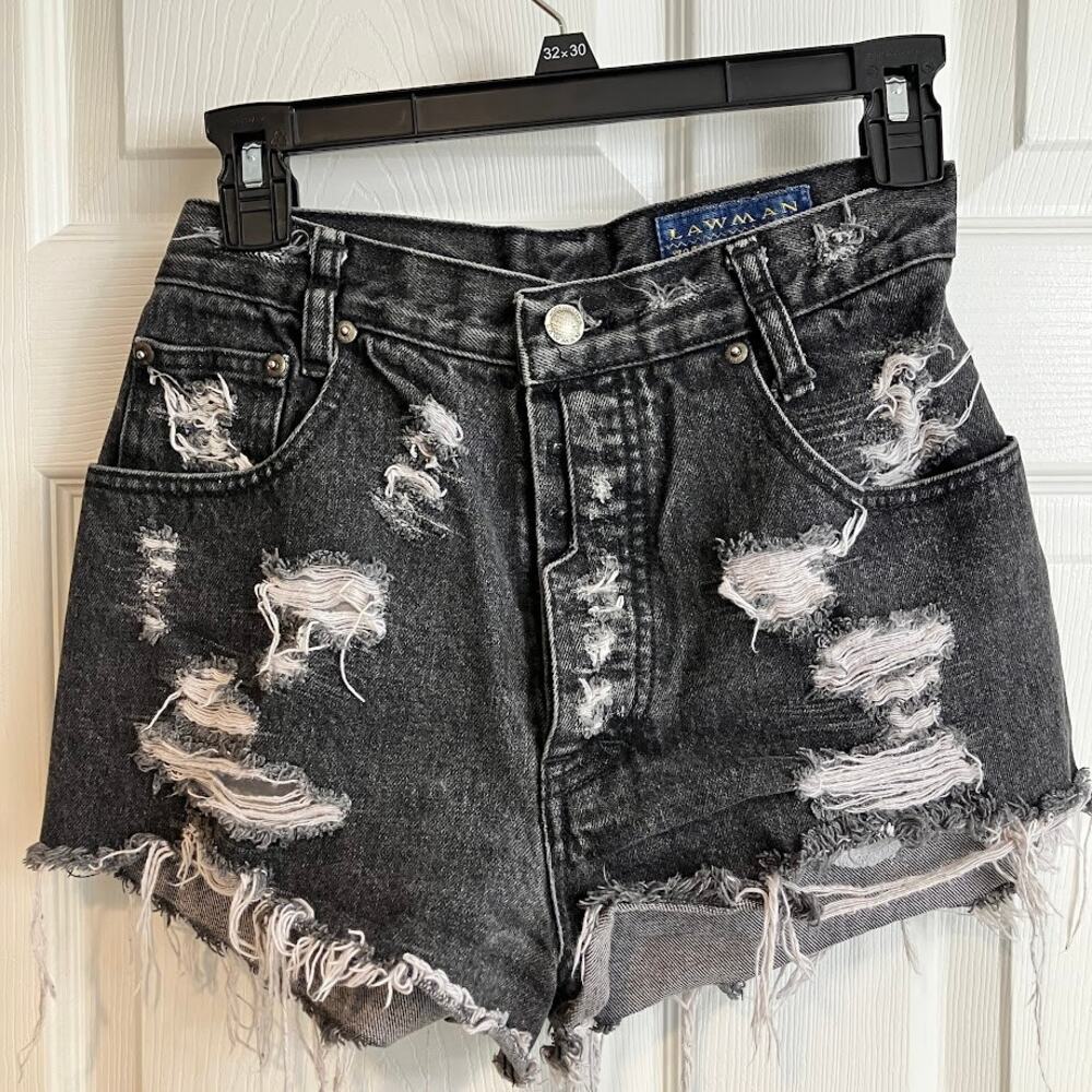 Lawman Premium Special Reserve Women's Size 9 Black Cut Off Denim Shorts VINTAGE